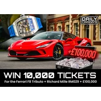 10,000 Tickets bundle for the Ferrari F8, Richard Mille RM029 & £100k Draw