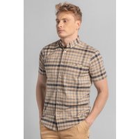 Enorsia Mens Cream Check Regular fit Button Down Oxford Shirt - UK S