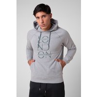 Enorsia Mens Grey Raglan Sleeve Chest Print Hoodie - UK XXL