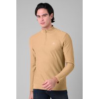 Enorsia Mens Yellow Regular Fit Jacquard Rib Quarter Zip Sweatshirt - UK S