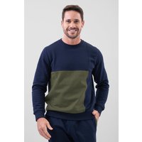 Enorsia Mens Navy Regular Brush Back Colour Block Sweatshirt - UK S