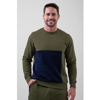 Enorsia Mens Green Regular Brush Back Colour Block Sweatshirt - UK S