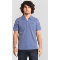 Enorsia Mens Sky ’s Jacqurd Ribbed Open Collar Polo Shirt - UK XXL