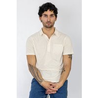Enorsia Mens Off-white Linen Blended Solid Short Sleeve Polo Shirt's - UK XXL