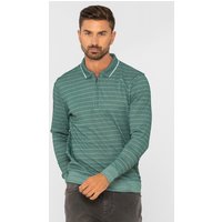 Enorsia Mens Green Quarter Zip Long Sleeve Polo Shirt - UK XXL
