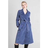 Enorsia Women's Oversized Denim Trench Coat in Blue | Size: 8