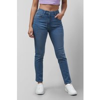 Enorsia Womens Light Blue Mid Waist Slim Fit Jeans - UK 14
