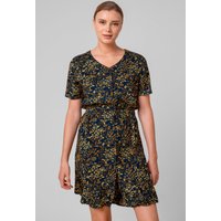 Enorsia Womens Green Floral Print V-Neck Button Front Mini Dress - UK 8
