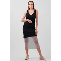 Enorsia Chic Slim-Fit Dress with Mesh Detail women's Long Dress in Black