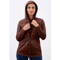 Enorsia Women's Hooded Tie Waist Sweatshirt in Brown | Size: 18