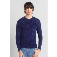 Enorsia Mens Navy Indigo Regular Fit Long Sleeve T-Shirt - UK XL