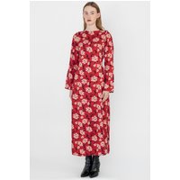 Enorsia Floral Elegance Maxi Dress With Removable Sleeve women's Long Dress in Red