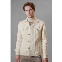 Enorsia Mens ECRU Ecru Neutral Classic Denim Jacket - UK XXL