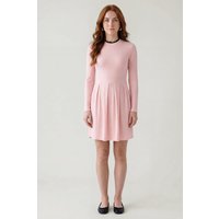 Enorsia Women's Ribbed Jersey Mini Dress With Lace Neck in Pink | Size: 18