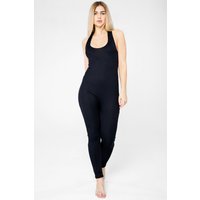 Enorsia Women's Halterneck Ribbed Jersey Jumpsuit in Black | Size: 10