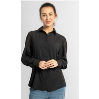 Enorsia Womens Black Super Soft Black Shirt With Long Puff Sleeves - UK 18