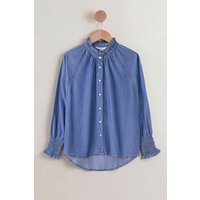 Enorsia Women's Loose Fit Tencel Blue Denim Shirt - UK 18
