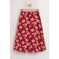 Enorsia Womens Red Floral Print Split Front Midi Skirt - UK 16