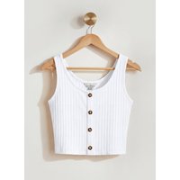 Enorsia Women's Button Through Vest Top | in White | Size: 18