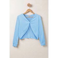 Enorsia Women's Twisted Front Pin Tuck Jersey Cropped Top in Blue | Size: 8