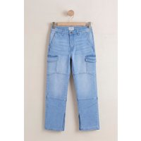 Enorsia Women's Light Blue Relaxed Utility Side Slit Jeans | Size: 8