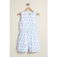 Enorsia Womens Blue Sleeveless All Over Print Playsuit - UK 18