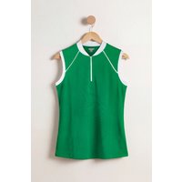 Enorsia Womens Green Sleeveless Quarter Zip Polo Shirt - UK 18