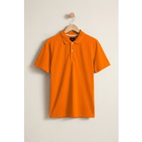Enorsia Mens Orange Pure Cotton Short Sleeve Pique Polo Shirt - UK L
