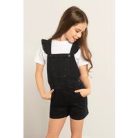 Enorsia Girls Black Denim Ruffle Sleeve Short Dungarees(2/3yrs-8/9yrs) - UK 8/9 Yrs