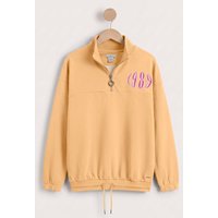 Enorsia Half Zip High Neck Embroidery Sweatshirt women's Sweater in Orange