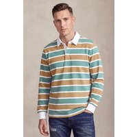 Enorsia Mens Blue Striped Long Sleeve Polo Shirt - UK XXL