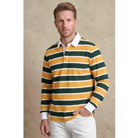 Enorsia Mens Orange Striped Long Sleeve Polo Shirt - UK XXL