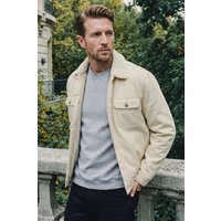 Enorsia Mens Cream Ecru Neutral Denim Jacket - UK XXL
