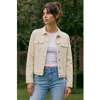 Enorsia Women's Essential Classic Ecru White Denim Jacket | Size: 10
