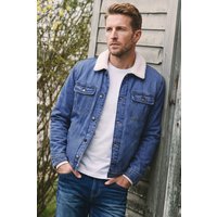 Enorsia Mens Mid Blue Mid Blue Denim Trucker Jacket - UK XXL