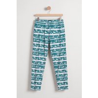 Enorsia Mens Teal Fair Isle Reindeer Pattern Christmas Pyjama Bottoms - UK XXL