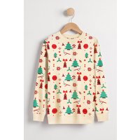 Enorsia Women's Christmas Print Crew Neck Sweatshirt in Yellow | Size: 18
