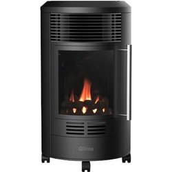 Stufa A Gas Gpl Da Interno 3,4 KW Effetto Camino Qlima GH8034R Nera