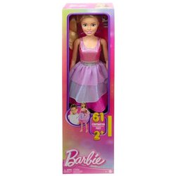 Barbie - Bambola Grande Con Capelli Biondi, Alta 71 Cm Con Abito Rosa Scintillante, Collana, Fermaglio Per Capelli E Tanti Accessori, Giocattolo Per Bambini, 3+ Anni, HJY02