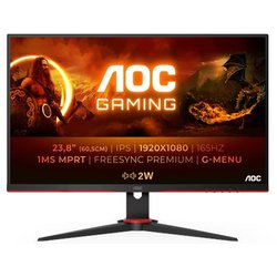 AOC Gaming 24G2SPAE - Monitor FHD da 24 pollici, 165 Hz, 1 ms MPRT, FreeSync, G-Sync Compatible, altoparlante (1920 x 1080, VGA, HDMI, DisplayPort) Nero/Rosso