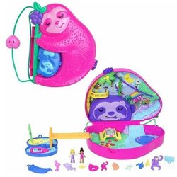 Polly Pocket - Borsetta Dolce Bradipo, Playset 2 In 1 Mamma E Cucciolo, Cofanetto Da Viaggio Con 2 Micro Bambole E 12 Accessori Inclusi Tra Cui 8 Cuccioli, Giocattolo Per Bambini, 4+ Anni, HRD40