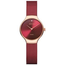 BERING Donna Analogico Quarzo Charity Orologio con Cinturino in Acciaio Inossidabile Cinturino e Vetro Zaffiro 13326-Charity