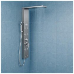 Colonna Pannello Doccia 4 Funzioni York-1 Display Controllo Temperatura Acciaio Cromo Spazzolato Satinato Cascata Getto 6 Idrogetti Lombari Colonna Pannello Doccia 4 Funzioni York-1 Display Controllo Temperatura Acciaio Cromo Spazzolato Satinato Cascata Getto 6 Idrogetti Lombari