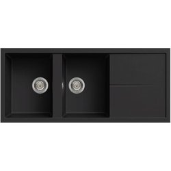 Elleci Lavello Incasso Unico 500 2 Vasche con gocciolatoio 116x50 Granitek (40 Nero Full Black)