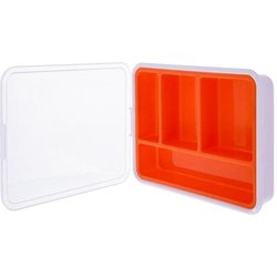 Inline - Inline Box Portaminuteria, Plastica Trasparente. 180X140X40Mm, 4 Slot, Arancio