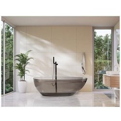 Vasca Da Bagno Moderna Con Superficie Solida Ovale Trasparente Nero 1690 X 780 Mm Design Moderno Semplice