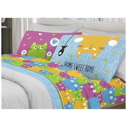 Biancheriaweb Completo Lenzuola Letto Pensieri Delicati 100% Cotone Dis. Happy Cat Multicolor Singolo Multicolor Biancheriaweb Completo Lenzuola Letto Pensieri Delicati 100% Cotone Dis. Happy Cat Multicolor Singolo Multicolor