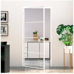 Vidaxl Porta Interna Bianca 93X201,5 Cm Vetro Temperato Alluminio Slim