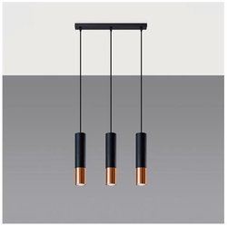 Sollux Lighting Lampada A Sospensione - Lampada A Soffitto In Acciaio - 3 Paralumi - Lampada Led - Nero Rame Loopez