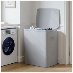 Bakaji - Cesto Portabiancheria Sporca Con Divisorio Porta Biancheria Doppia Cesta Grigio